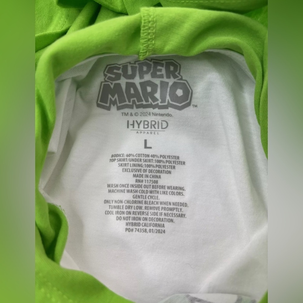 Super Mario Girls Yoshi Tutu Dress Hooded White Green Kids Sizes - Picture 6 of 6